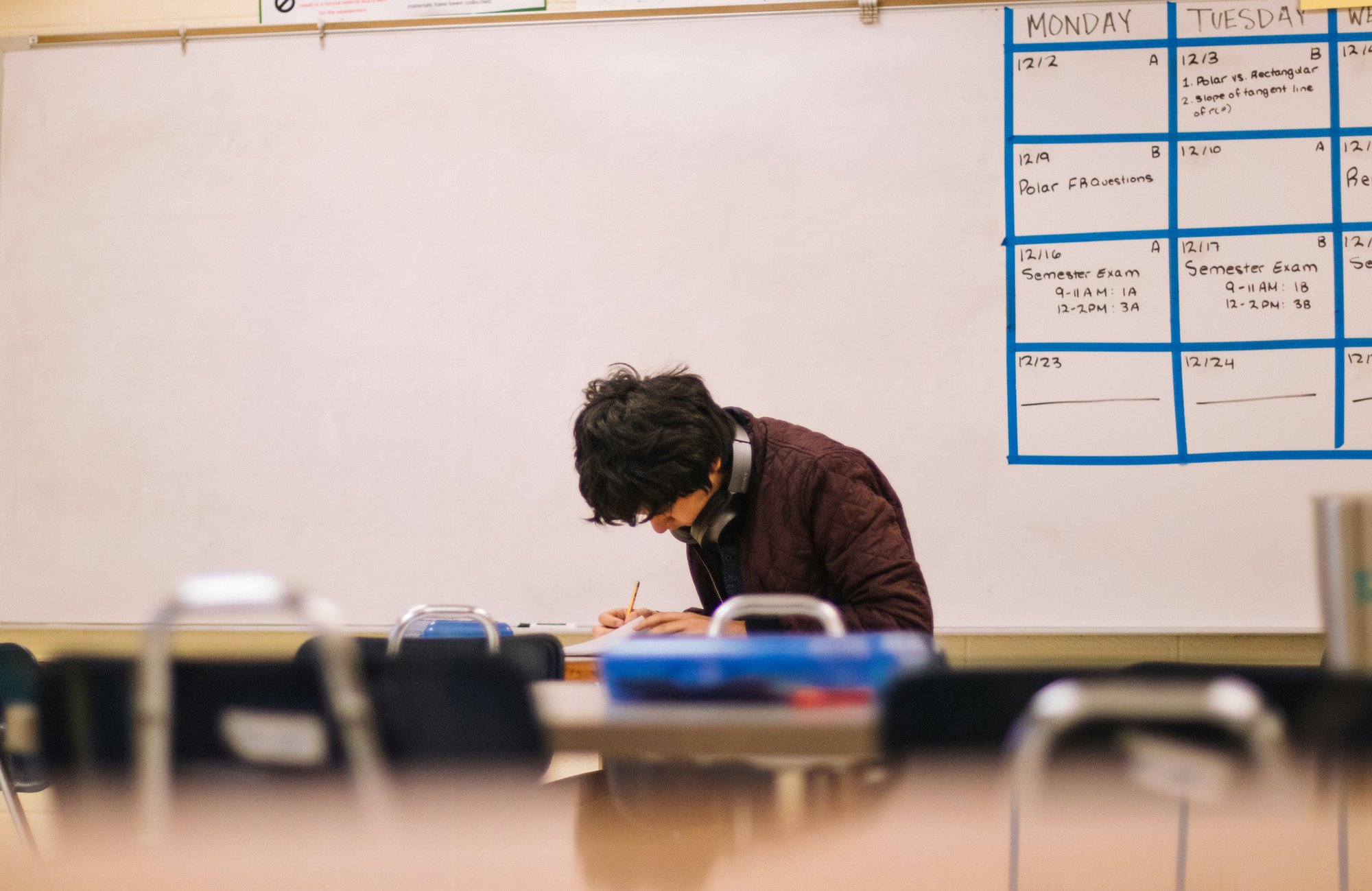 student at desk
