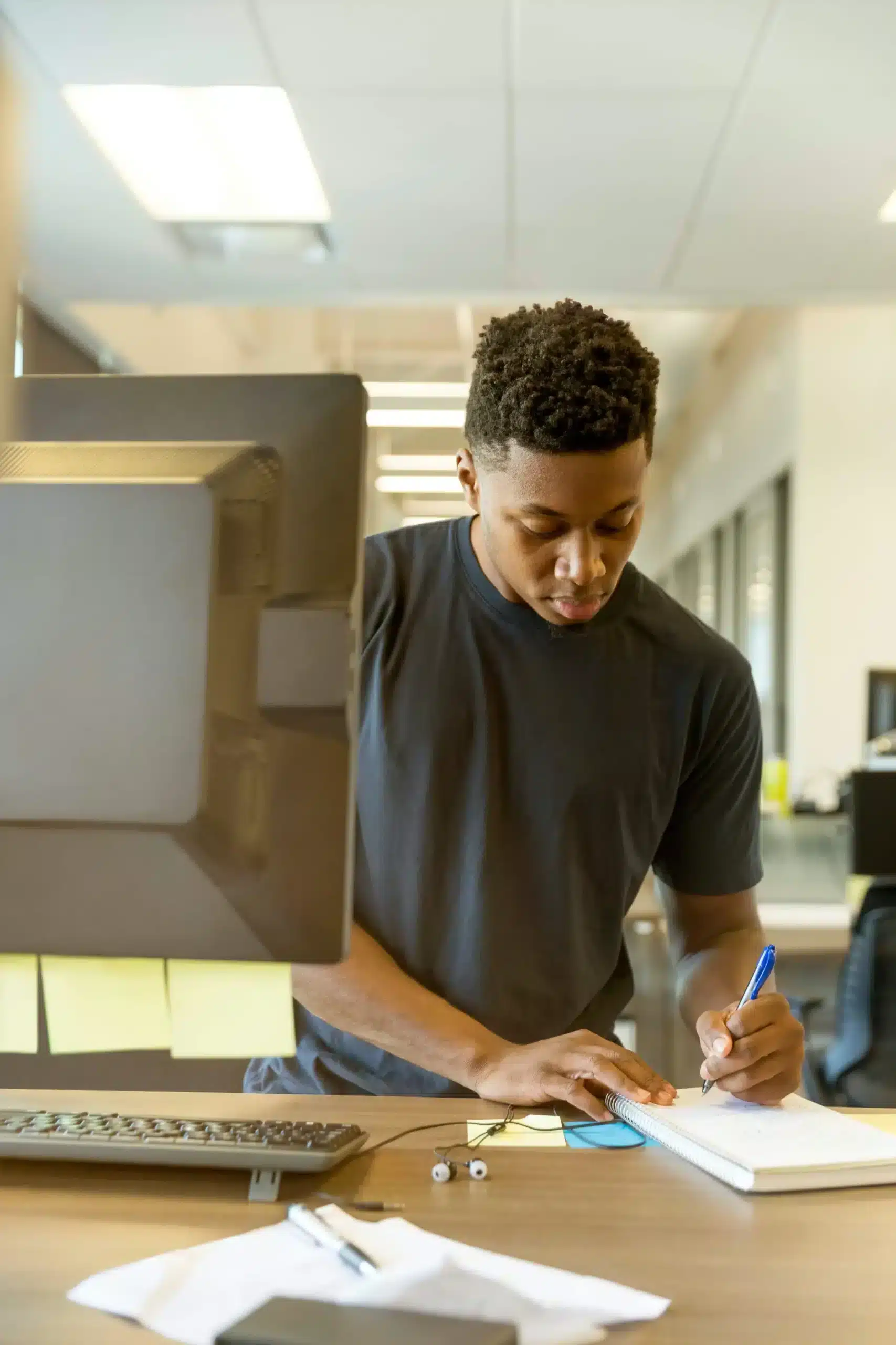 Student working at a computer